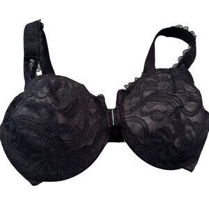 Glamorise Wonder Wire Front Close Stretch Lace Bra Womens Full Figure Lingerie